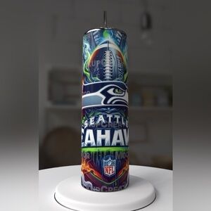 Seattle Seahawks NFL 20 oz stainless steel tumbler m,w/slide lid,sealed strawNWT